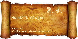 Mazák Alajos névjegykártya